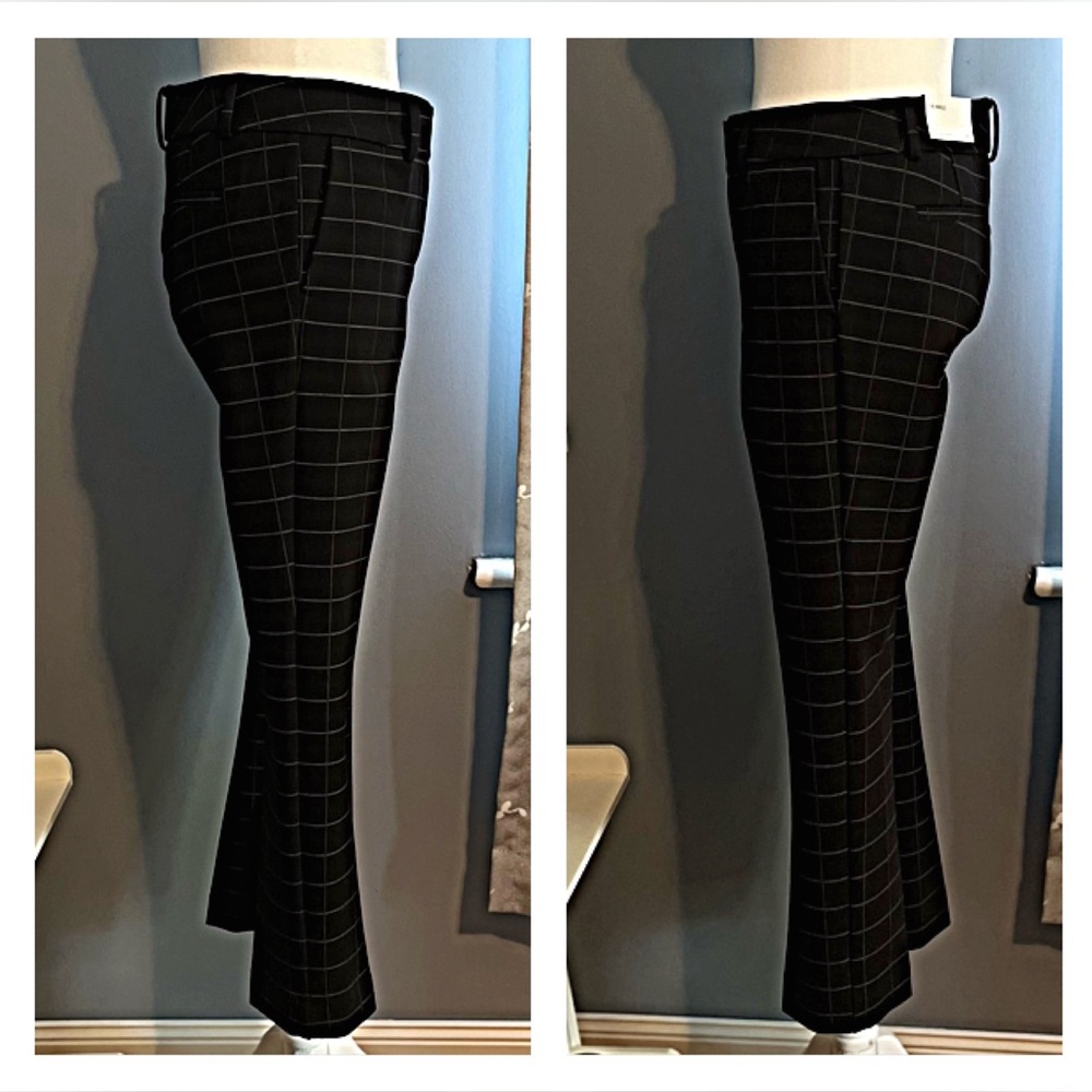 NWT ANN TAYLOR PETITE Seasonless Stretch ANKLE PANTS 0P BLACK WINDOWPANE PLAID - Picture 5 of 11